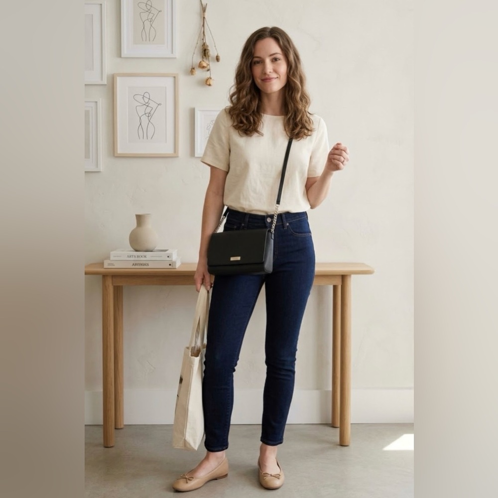 Kate Spade New York flap black leather gold hardware Crossbody bag